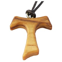 Tau cross wood pendant.100/62.