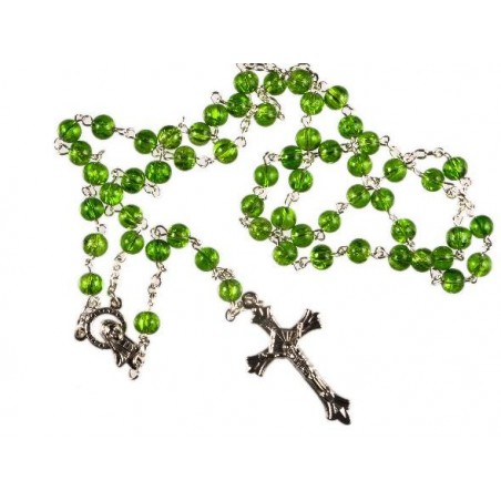 Boxed Green Glass Rosary. 252/10.