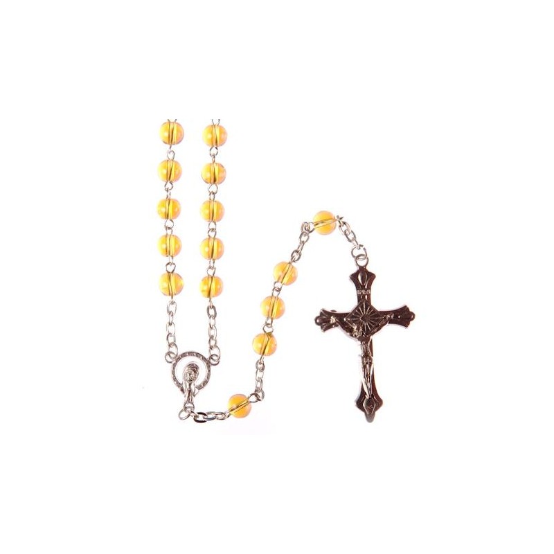 Boxed Topaz Glass Rosary. 252/10.