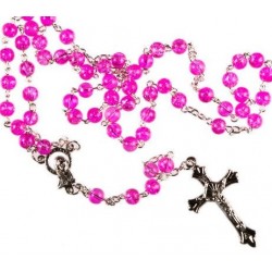 Boxed Pink Glass Rosary....