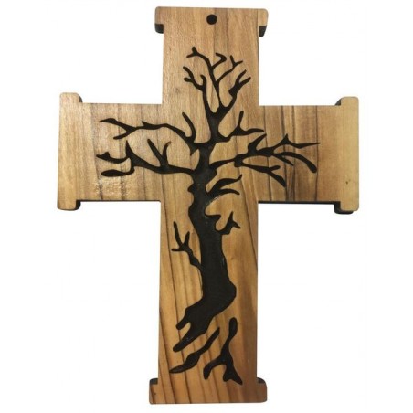 15cms Olive Wood Tree of Life Cross. 47/292.