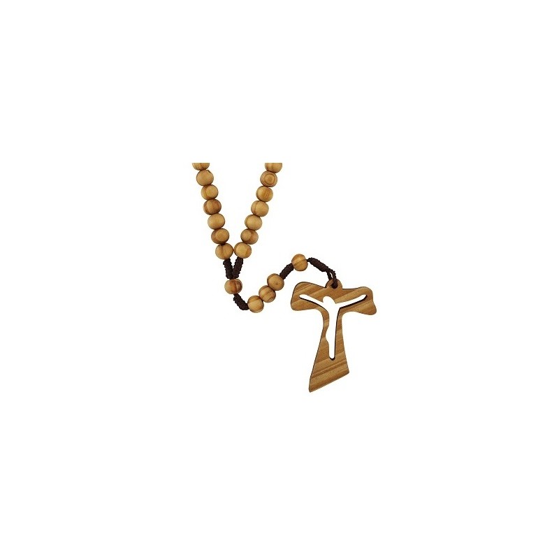 Olive Wood Tau Cross Cord Rosary. 140/46.