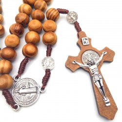 Olive Wood and Cord St. Benedict Rosary.142/46.