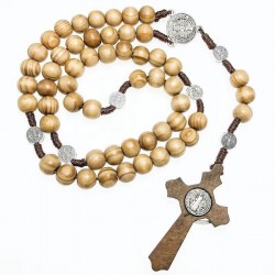 Olive Wood and Cord St. Benedict Rosary.142/46.