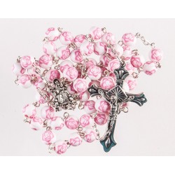 Boxed Pink Rose Rosary....