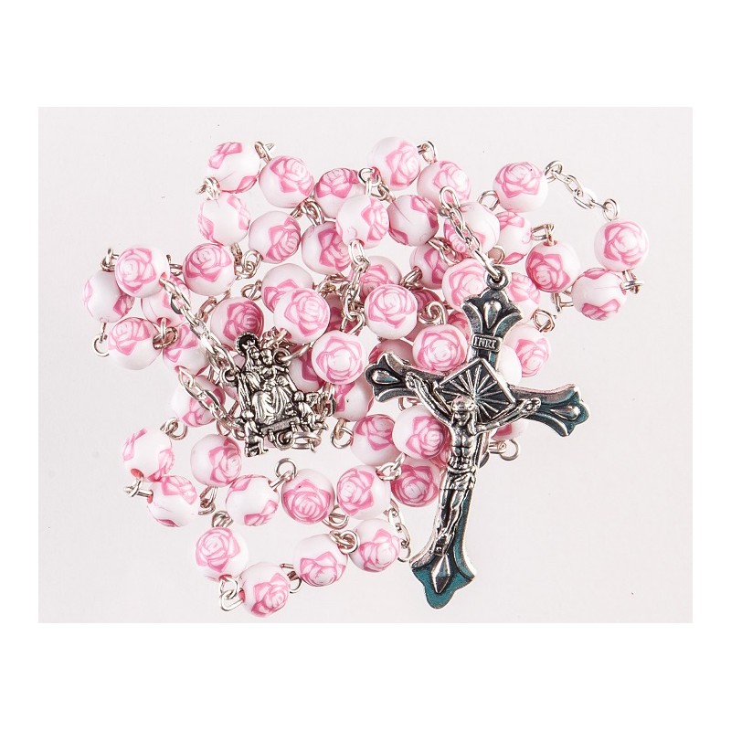 Boxed Pink Rose Rosary. 291/10.