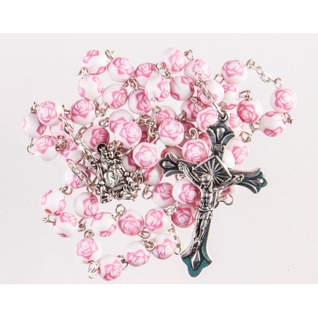Boxed Pink Rose Rosary. 291/10.