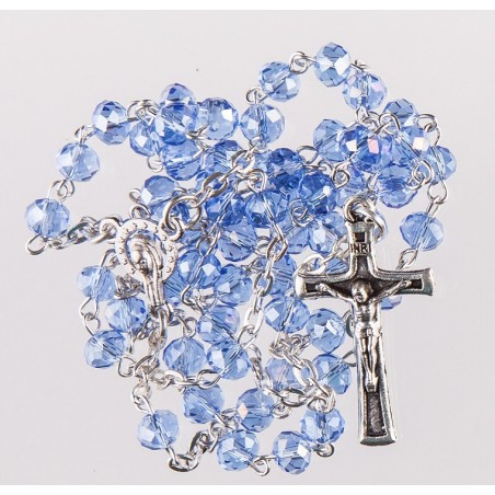 Boxed Blue Crystal Rosary. 290/10