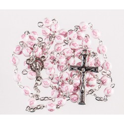 Boxed Pink Cross Rosary...