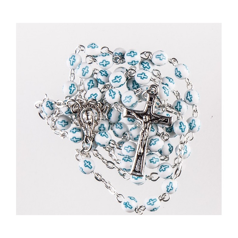 Boxed Blue Cross Rosary Bead. 264/10.