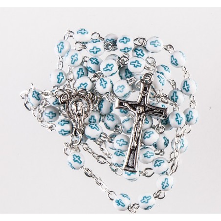 Boxed Blue Cross Rosary Bead. 264/10.