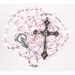 Boxed Pink Glass Rosary....