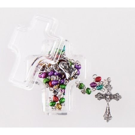 Multi Coloured Rosary in Cross Box. 462/3.