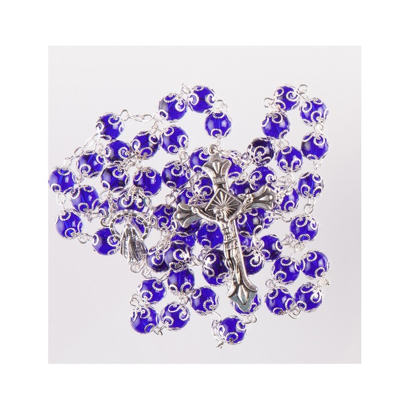 Blue glass bead rosary. 293/10.