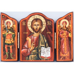 25/61.Triptych Wood icon of...