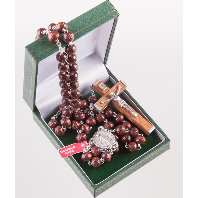 Wood Double Wired Rosary. 173/6 Brown.