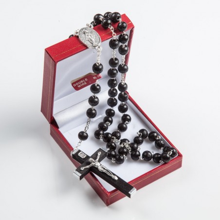 Wood Double Wired Rosary. 173/6 Black.