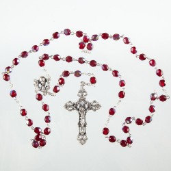 Garnet Red Crystal Glass Rosary Beads. 434/6.