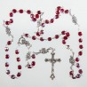Garnet Glass Rosary Beads. Metal Rose Paters. 902/3.