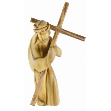 14 cm Hand Carved Statue of Christ carrying his cross. 14/292.