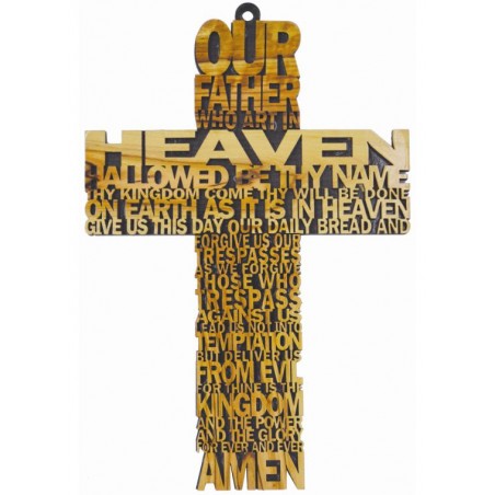 26 cm Olive wood Our Father Cross.52/292.