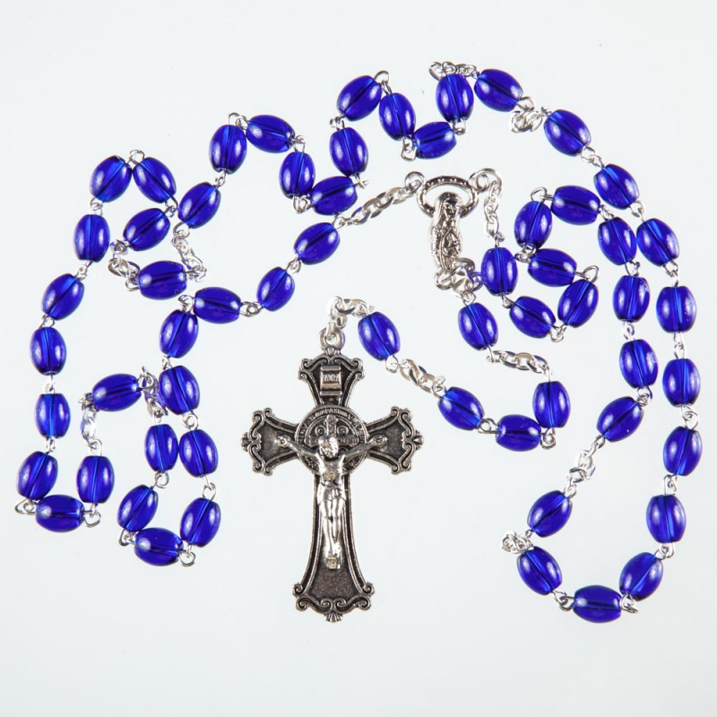 Blue Plastic Rosary Bead. 377/10.