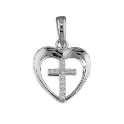 Sterling Silver Cross and Heart Necklet. 10/253.