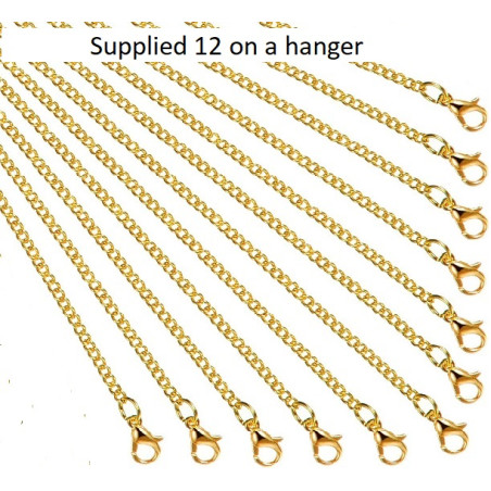 18" Gold plated Necklets. Supplied 12 on a card. 2/9