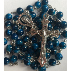 Boxed Blue Rosary. 383/10.