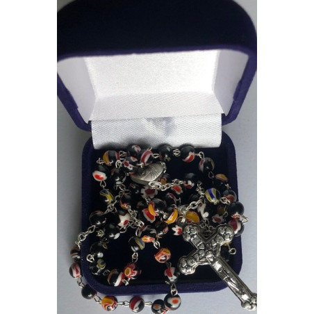 Multi coloured black glass Rosary. 361/3.