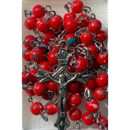 Boxed Red Rosary. 383/10.
