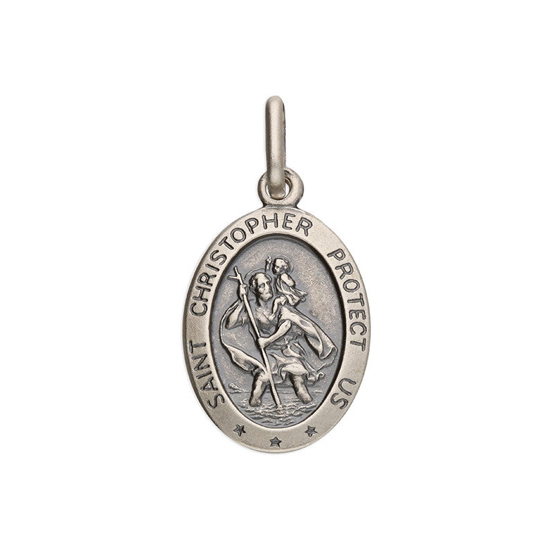 16mm Sterling Silver St Christopher Medal and Chain. 1088/8P.
