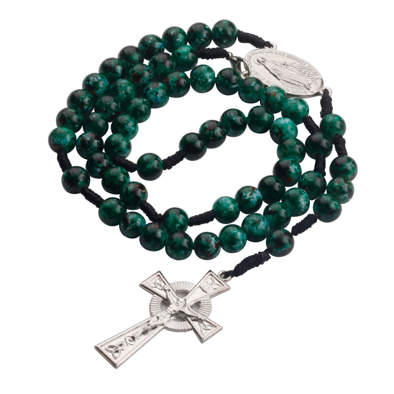 Strong Cord Green Bead Rosary. 145/11.