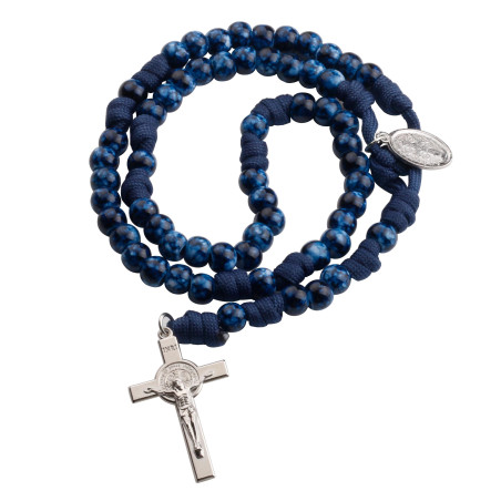Large Blue Bead Rope St Benedict Rosary.146/11.