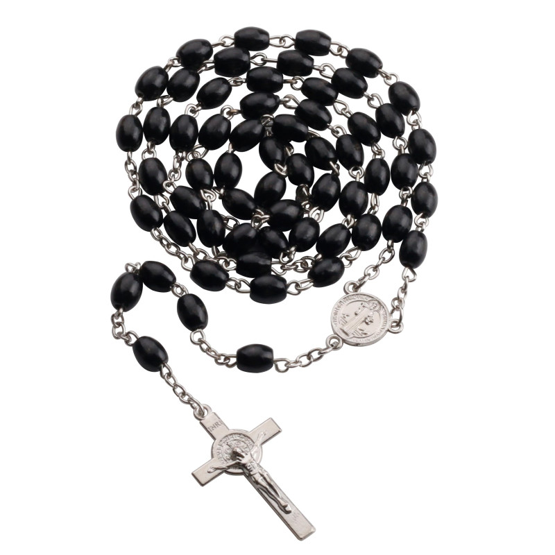 Black Wood St Benedict Rosary Beads.187/11.