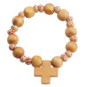 Natural wood bead bracelet with cross. 34/4.