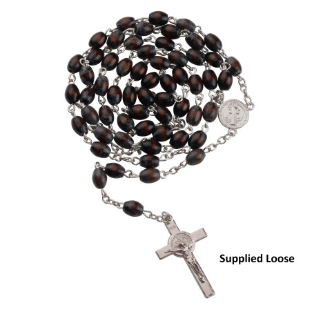 Loose Brown Wood St Benedict Rosary. 205/11.