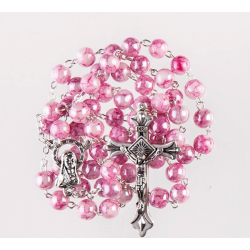 Boxed Pink Bead Rosary....