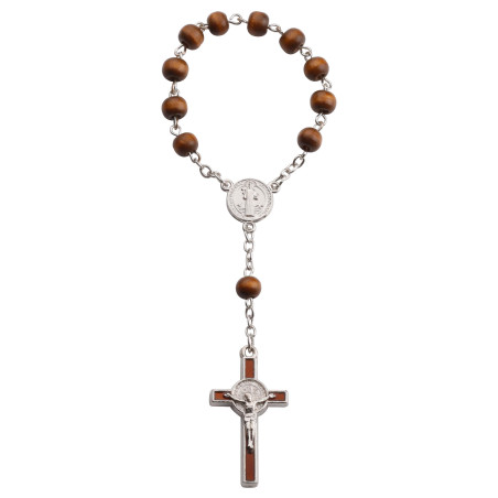 St. Benedict Brown Wood One Decade Rosary. 710/10.