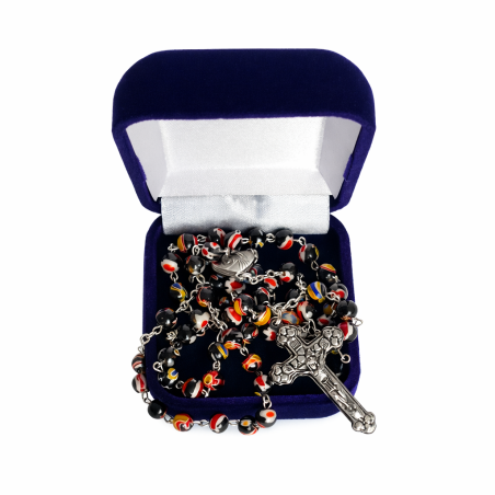 Multi coloured black glass Rosary. 361/3.