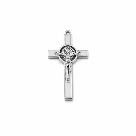 3cm Metal White St. Benedict Cross Crucifix.