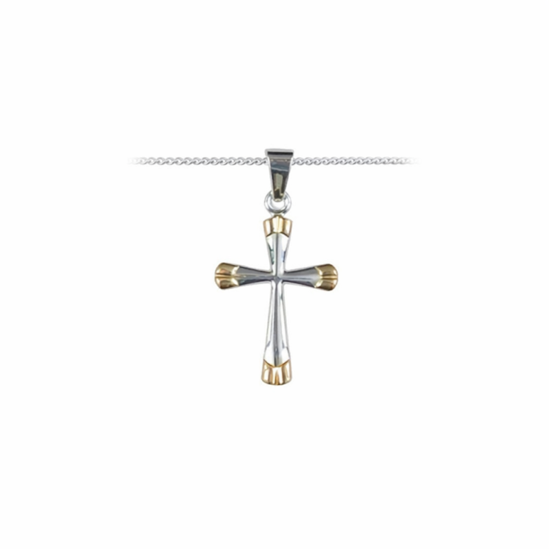 Sterling Silver Gilt Tipped Cross and Necklet. 26/195 .
