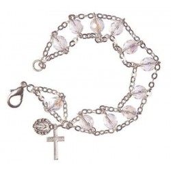 Crystal bead ladder bracelet clear