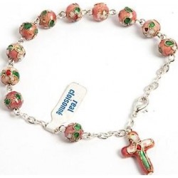 Cloisonne bead bracelet pink