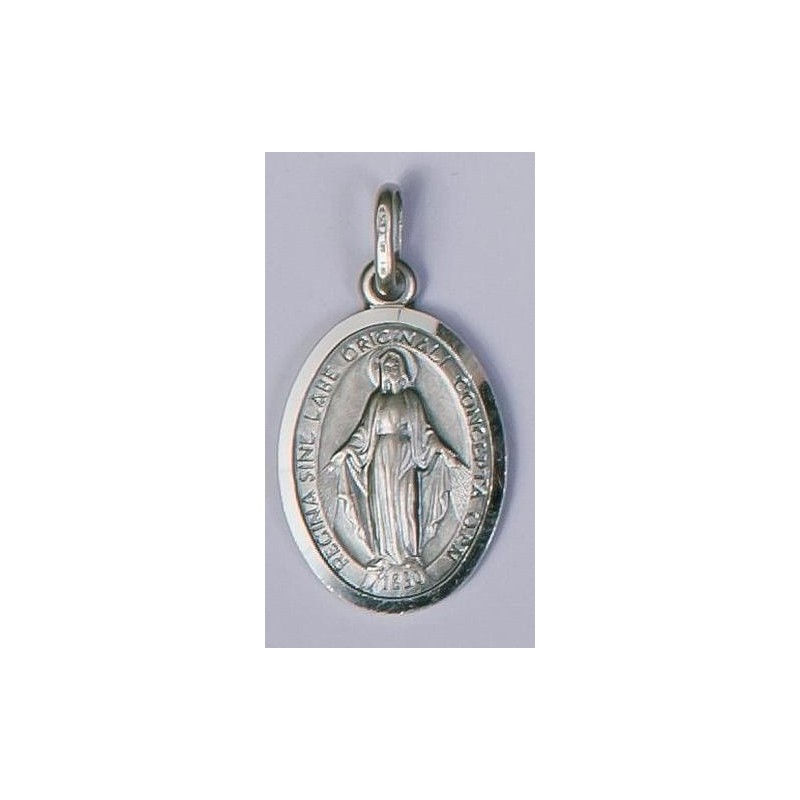 18mm Sterling Silver Miraculous Medal and Chain