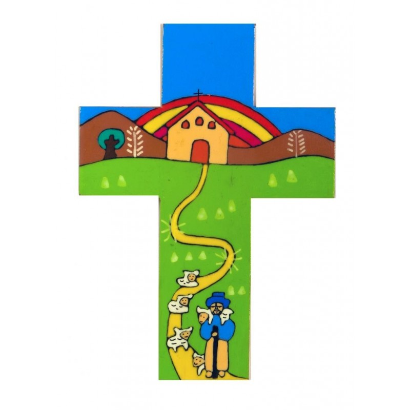 12 cm Alpine Church with Rainbow Cross