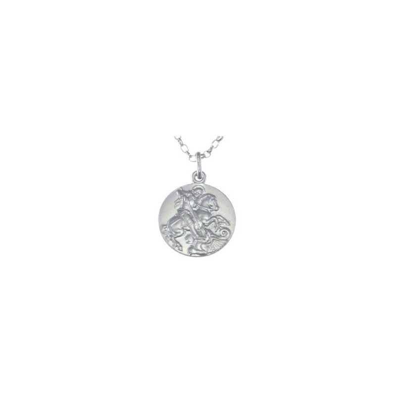 18mm Sterling Silver St George Medal and Chain