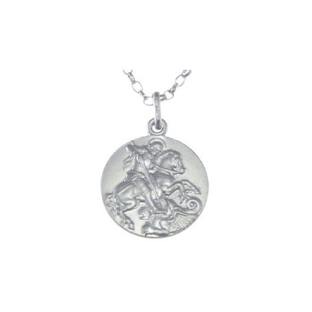 18mm Sterling Silver St George Medal and Chain