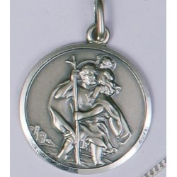 20 mm Sterling Silver St Christopher Medal and Chain
