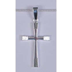 30mm Sterling Silver Patterned Tipped Cross and Necklet 